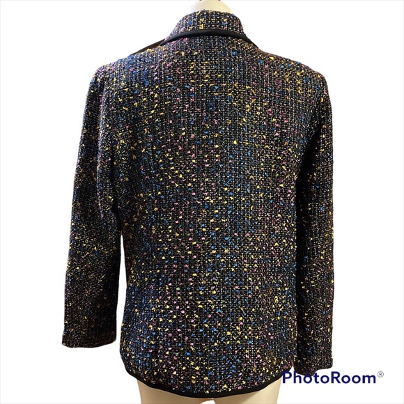 Tweed black colorful “confetti” silver thread business casual blazer - Picture 2 of 5